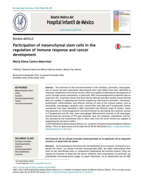 PDF Participation Of Mesenchymal Stem Cells In The Regulation Of