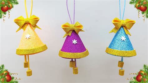 Glitter Foam Paper Crafts🎄 How To Make Christmas Bell Ornaments 🎄 Diy