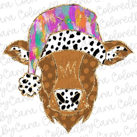 Colorful Coquette Glitter Cow Png Girls Brushstroke Mooey Christmas