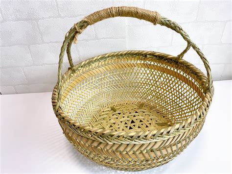 Traditional Handmade Woven Bamboo Basket Made In Japan Etsy