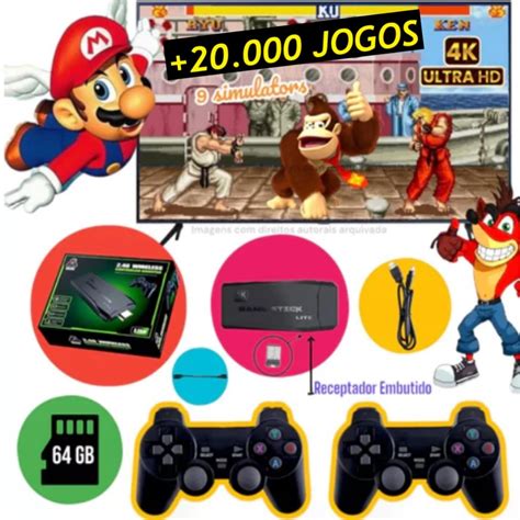 Game Stick Lite 4k 20 000 Jogos Retrô 09 Consoles 2 Controles sem