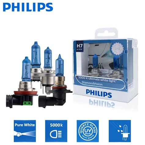 Philips lâmpada halógena super branca 2 peças farol de neblina h1