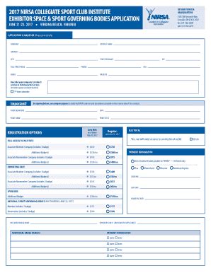 Fillable Online Exhibitor Registration Form NIRSA Fax Email Print