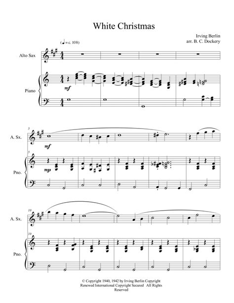 White Christmas Arr B C Dockery By Dave Koz And Kelly Sweet Sheet