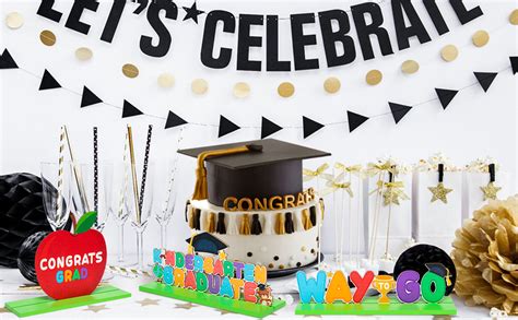 Haooryx 3pcs Kindergarten Graduation Wooden Centerpiece