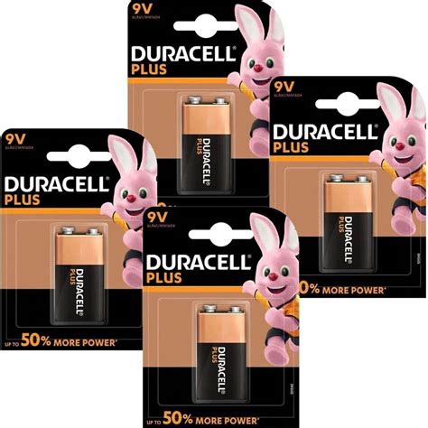 Duracell 9v Plus Battery Pp3 6lr61 Mn1604b1p Alkaline Battery Long Expiry X 4