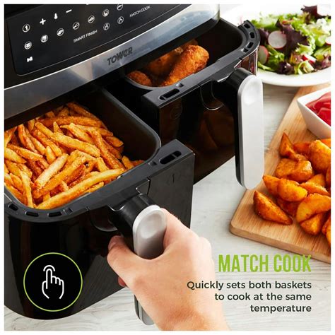 Tower T17088 9l Vortx Dual Zone Air Fryer With Smart Finish