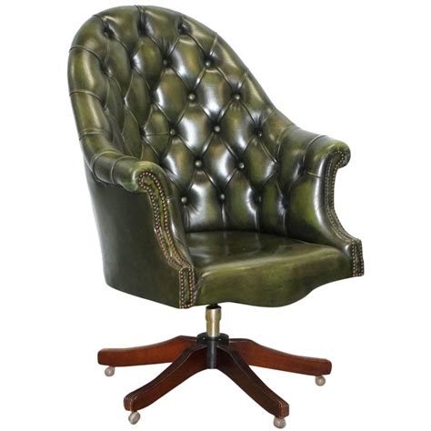 Harrods Chesterfield Directors Green Leather Executive Captains Office