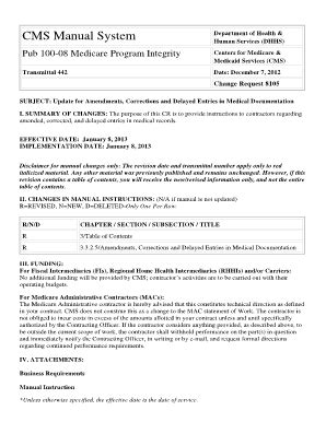 Fillable Online Cms Transmittal 442 Centers For Medicare Medicaid