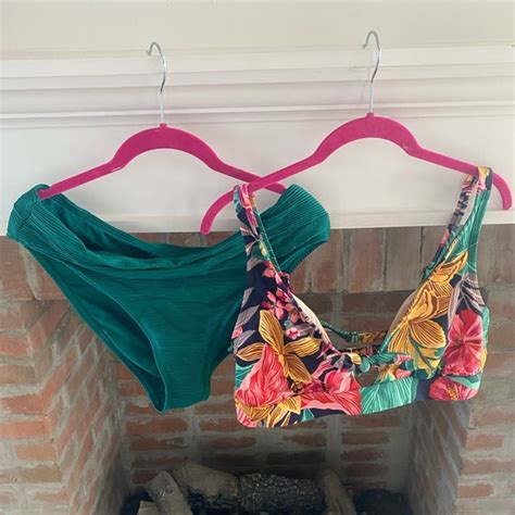 Kona Sol Swim Kona Sol Exhilaration Bikini Tropical Set Xl Beach Vacation High Cut Bottoms