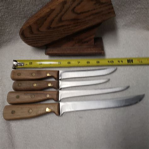 Vintage Chicago Cutlery Knife Set Block S S S S Walnut Retro