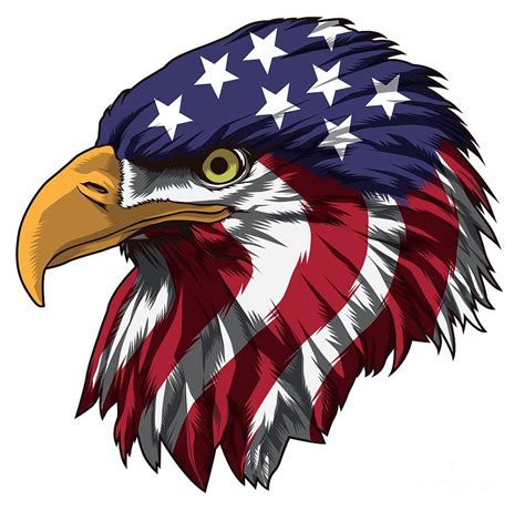 Patriotic Bald Eagle Head Proud Bird Of Prey Digital Art By Mister Tee