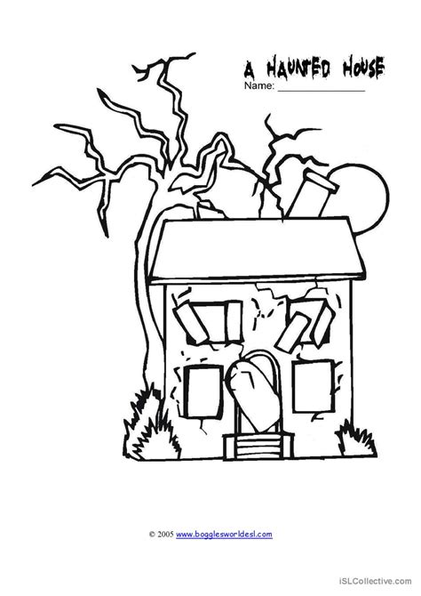 A Haunted House Drawing English Esl Worksheets Pdf Doc