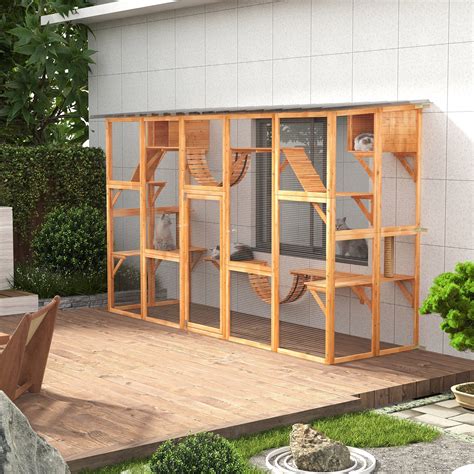 PawHut Catio Playground Outdoor Cat Enclosure Wooden Australia | Ubuy