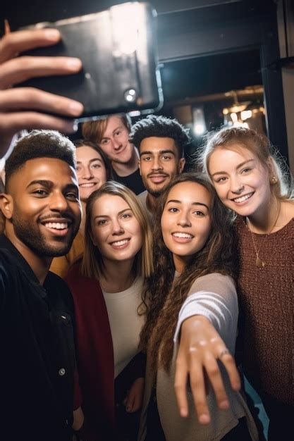 Premium Ai Image Shot Of A Group Of Friends Taking Selfies Together