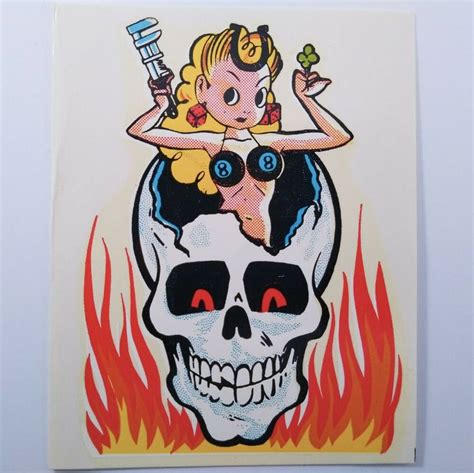 Vintage Original 1960s Impko Water Transfer Decal Lady Luck Rat Hot Rod