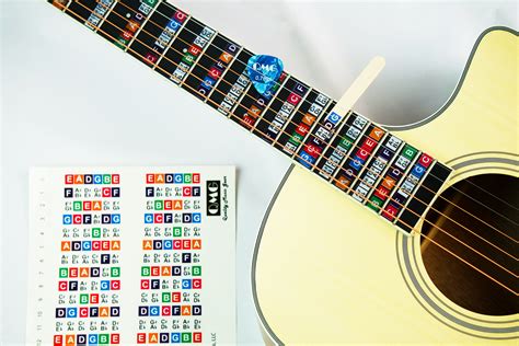 Color Coded Stickers Numbered Neck Notes Set Of 2 Learn Guitar And