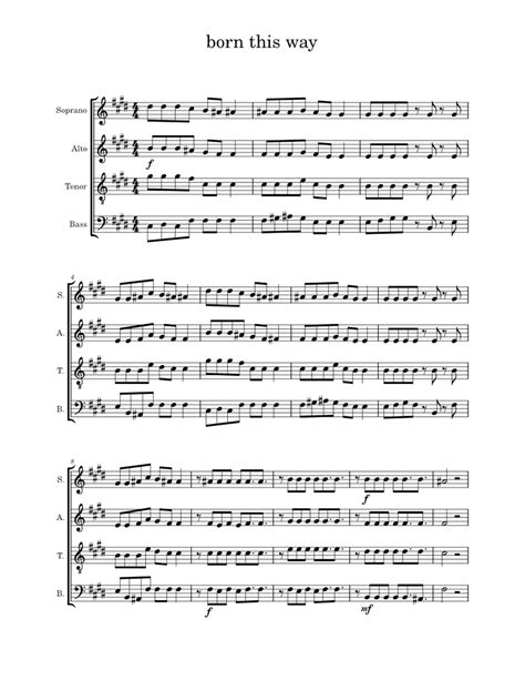 Born This Way Lady Gaga Born This Way Sheet Music For Soprano Alto