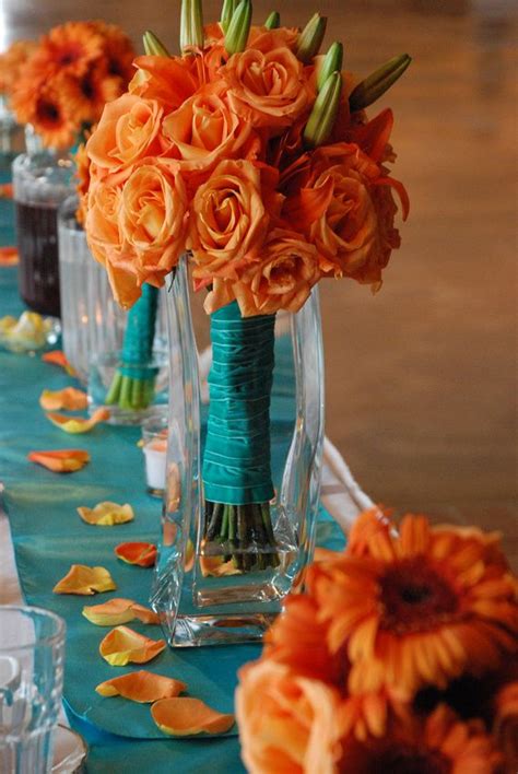 72 Best Images About Orange And Teal Wedding Flowers On Pinterest