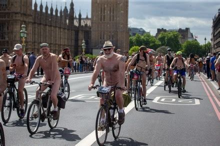 Naked Cyclists Pass By British Parliament Editorial Stock Photo Stock