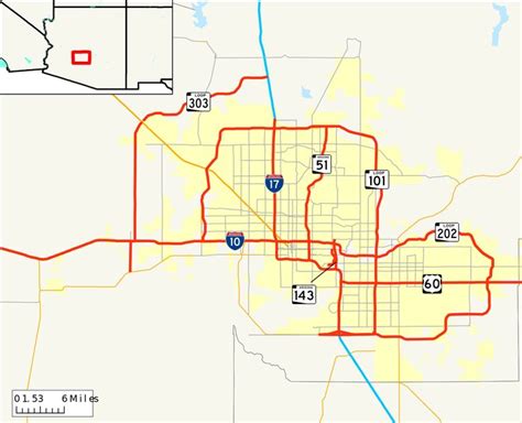 Freeway Map Of The Phoenix Area Arizona