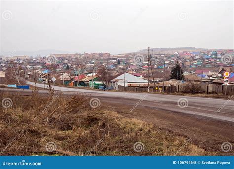 View of the City of Uzhur, Its One-story Houses from the Entrance To ...