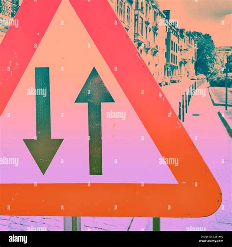 Two way road sign Stock Photo - Alamy