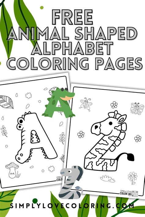 Animal Shaped Alphabet Coloring Pages Free Pdf Printables Simply