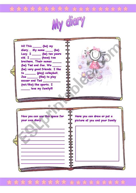 My Diary Esl Worksheet By Danibauer