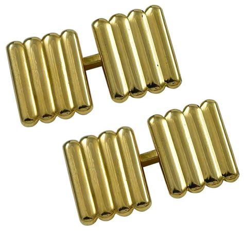 Cartier Gold Fan Cufflinks at 1stDibs