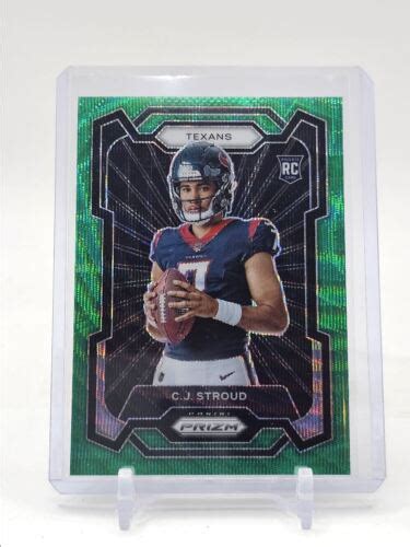 C J STROUD 2023 PANINI PRIZM ROOKIE GREEN WAVE VARIATION TEXANS RC