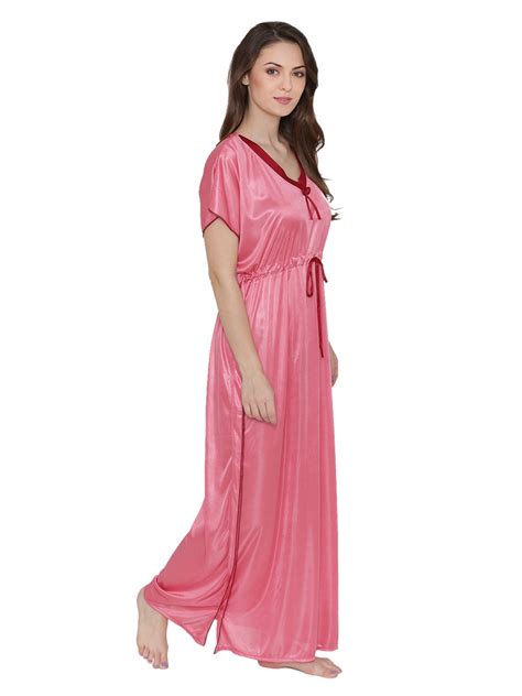 N Gal Women S Satin Nighty Night Dress Nightwear Pink Buy N Gal