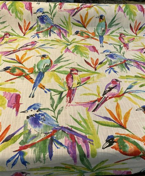 Richloom Songbird Tropical Bird Fabric By The Yard Etsy