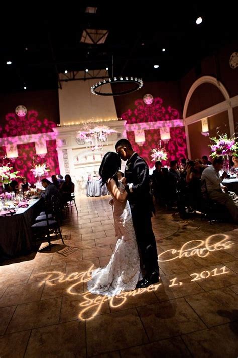 Pink GOBO Washes Candle Chandeliers And A Custom Monogram At Casa