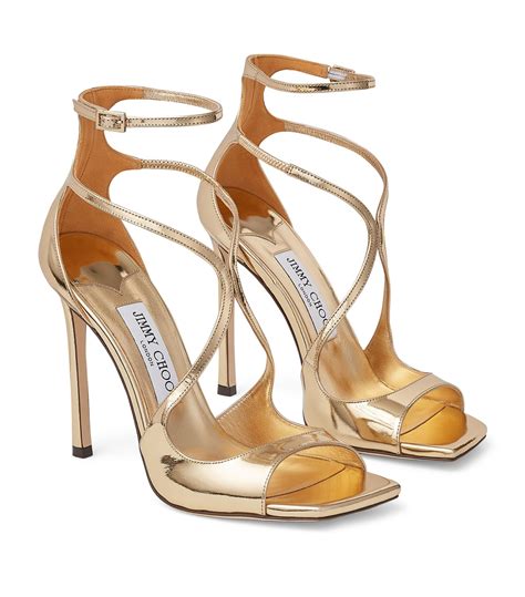 Womens Jimmy Choo Gold Azia 110 Leather Sandals Harrods US