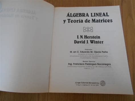 Lgebra Lineal Y Teor A De Matrices Traductor M En C Eduardo M