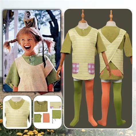 Pippi Cosplay Langs Trumpf Fantasie Kost M Verkleidung Kinder Kinder