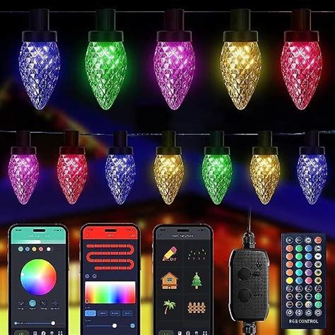 Minetom C9 Rgb Smart Christmas Lights 33 Feet 50 Led C9 Color Changing