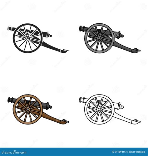 Cannon Icon In Cartoon Style Isolated On White Background Museum