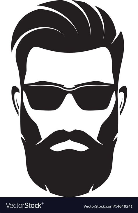 Bearded Men Face Hipster Character Fashion Silhouette Avatar Emblem