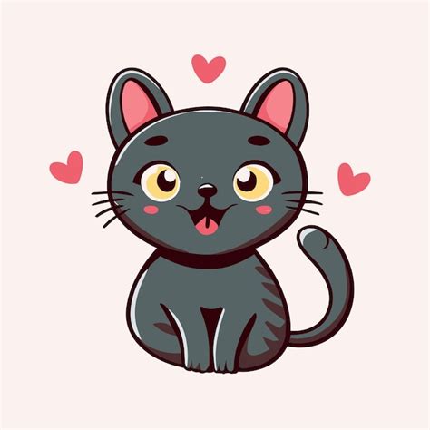 Hermosa ilustración vectorial de gato Vector Premium