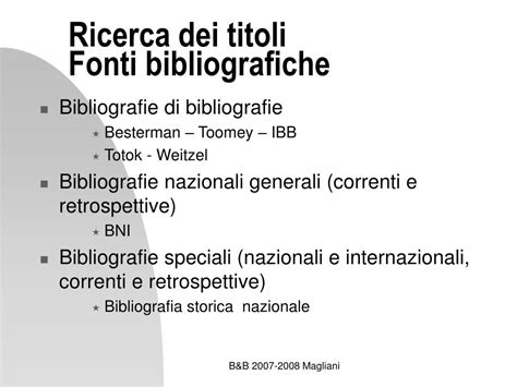 PPT Elementi Di Bibliografia 3 La Ricerca Bibliografica PowerPoint