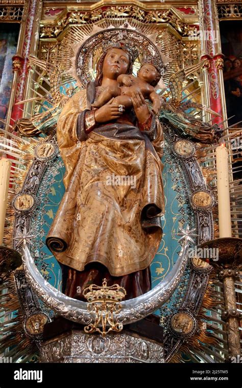 Almudena Cathedral The Virgin Of Almudena Statue In Madrid Cathedral