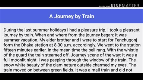 Essay On A Journey By Train Explained With Speech YouTube