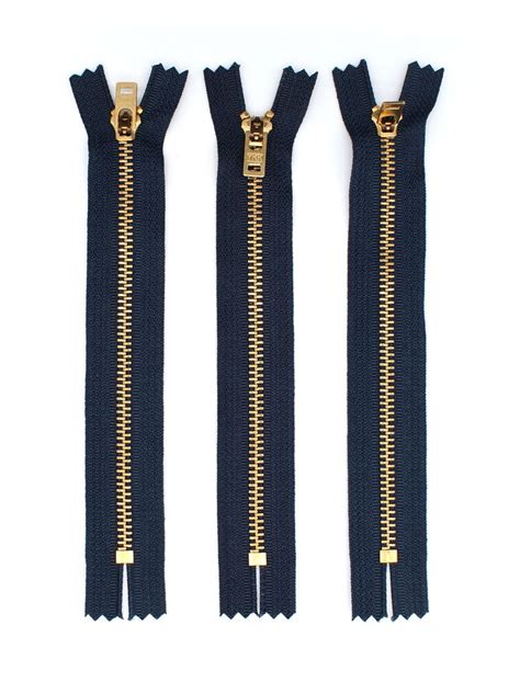 Ykk 5 Brass Jeans Zippers 3 Pieces Pack Color Navy Or Red Etsy