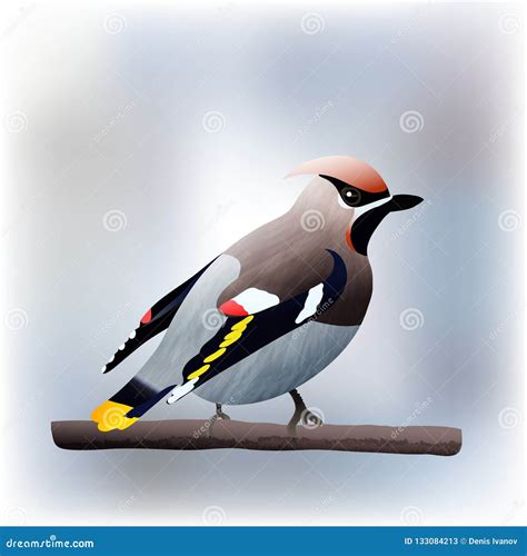 Waxwing Bird Vector Illustration Stock Illustration Illustration Of