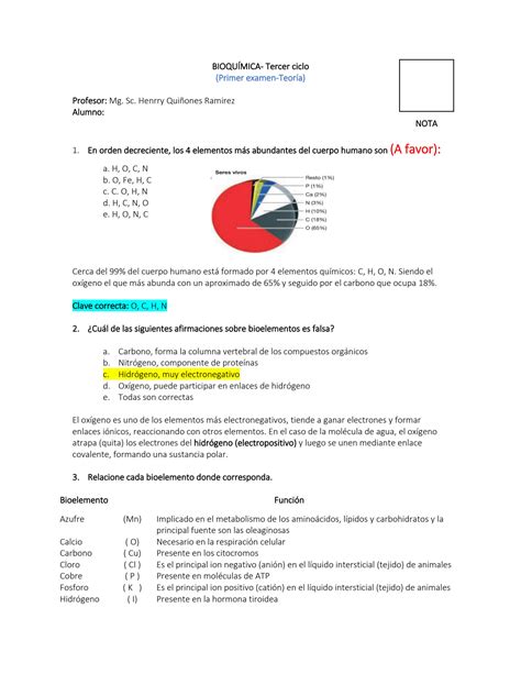 SOLUTION Examen bioquímica resuelto Studypool