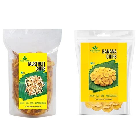 Rens Farms Combo Pack Of Kerala Jackfruit Chips And Nendran Banana