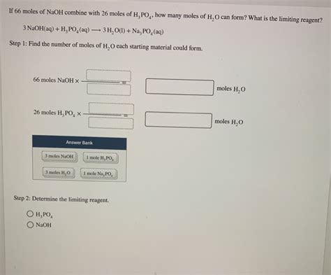 Solved If 66 Moles Of NaOH Combine With 26 Moles Of H PO Chegg