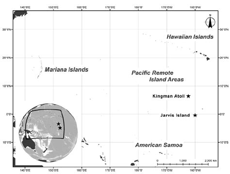 Location Of Jarvis Island And Kingman Reef In The Central Pacific